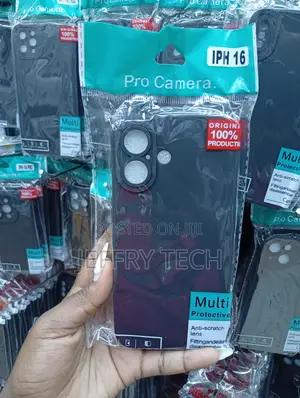 "Iph 16" Matte Black Protective Phone Case