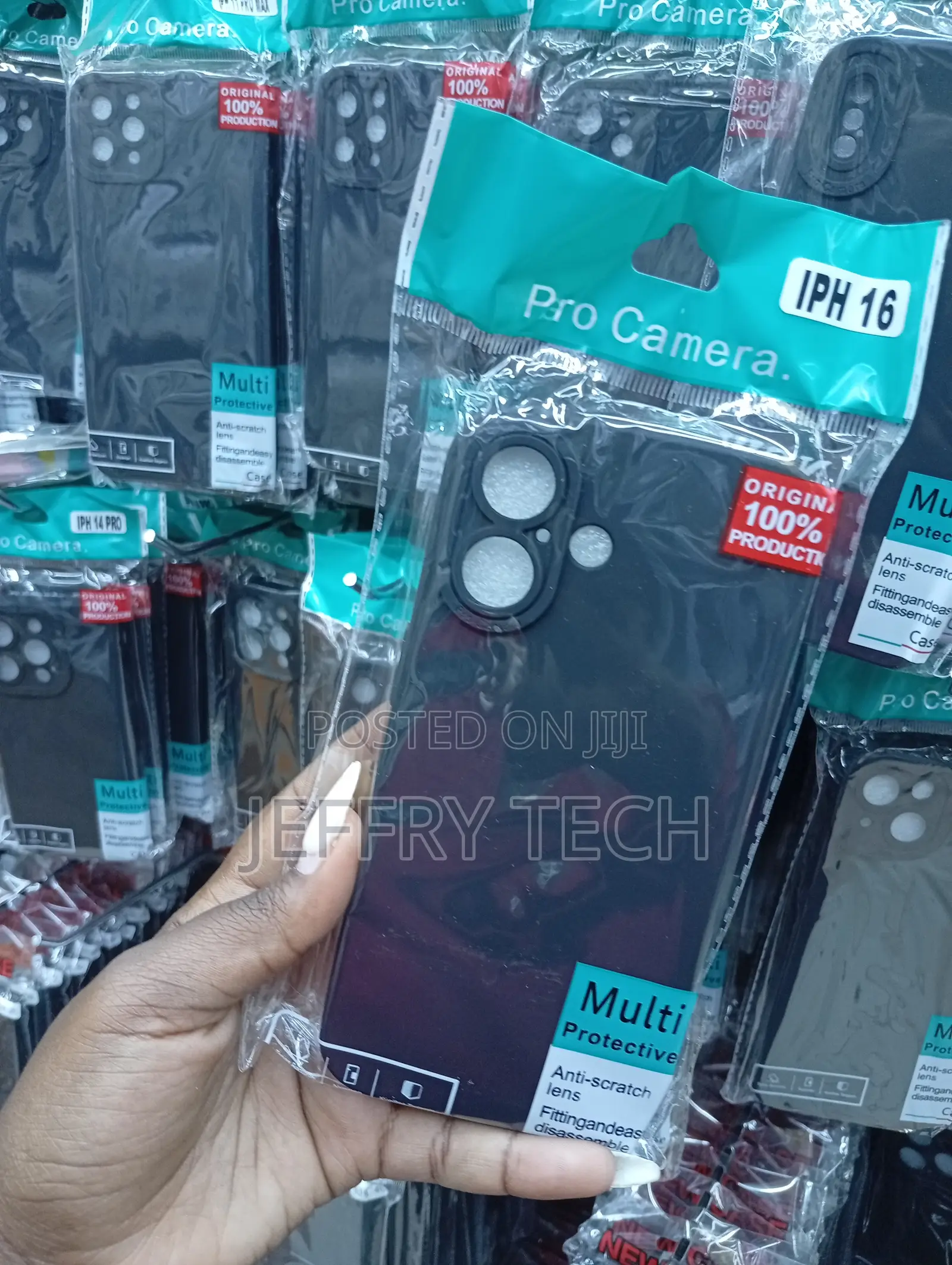 "Iph 16" Matte Black Protective Phone Case