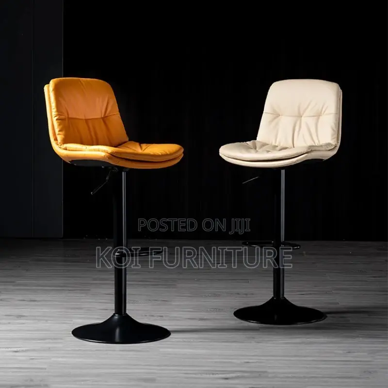 Barstools; Walouf Adjustable Leather Swivel Barstools