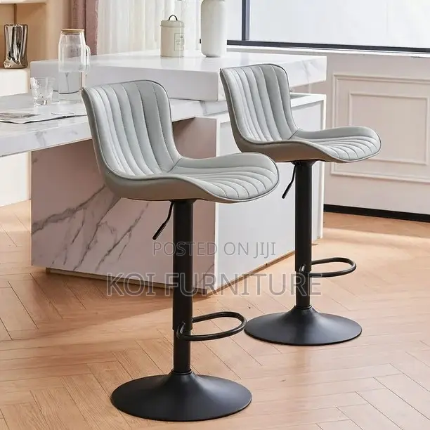 Barstools; Walouf Adjustable Leather Swivel Barstools