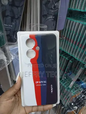 Oppo A79 5g Vertical Stripe Design in White, Red, and Navy Blue Case.