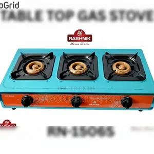 3 Burner Silver Rashnik Table Top Gas Stove With Auto Ignition 