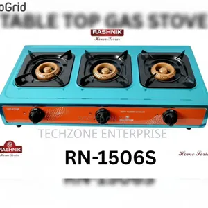 3 Burner Silver Rashnik Stainless Steel Table Top Gas Stove 
