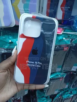 iPhone 16 Pro, Featuring a Tri-Color in Red, Blue, and White Case