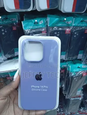 iPhone 14 Pro Silicone Case in a Vibrant Purple Color.