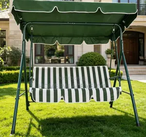 Outdoor Bench:3 Seater Metal Frame Patio Swing Chair
