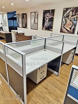 4-Way Workstation With Movable Drawers – Modern Office Desk