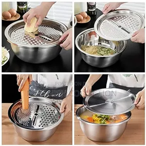 4pc Steel Basin With Strainer and Grater