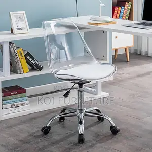 Dining Chairs; Eallard Study Dining Swivel Chair (Clear/White)