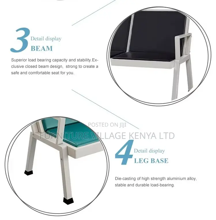 Imported 3-Seater Padded Reception Visitor's Bench