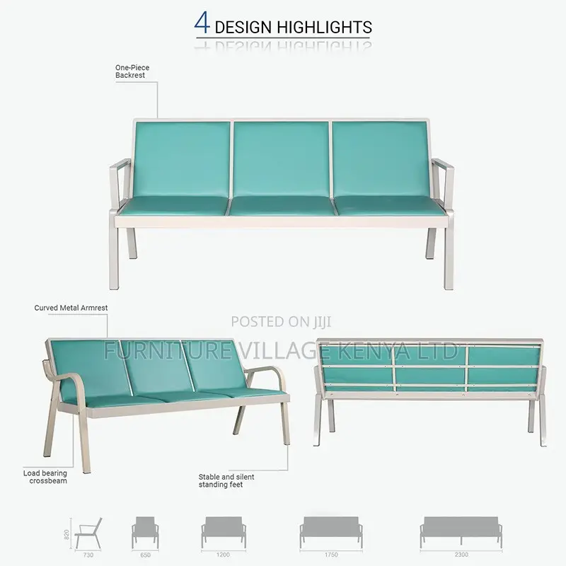 Imported 3-Seater Padded Reception Visitor's Bench