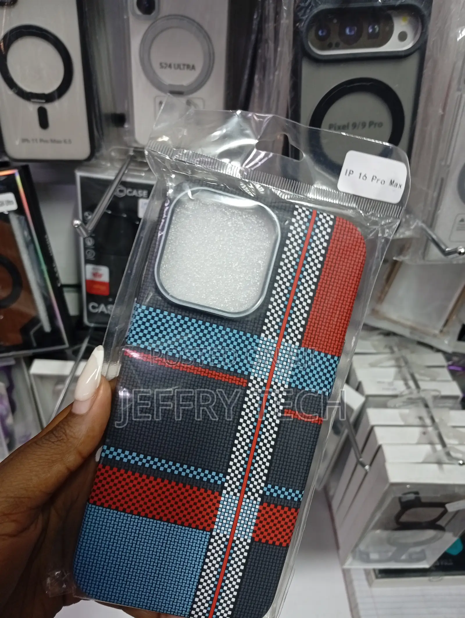 iPhone 16 Pro Max Multi-Colored Plaid Anti-Scratch Texture Case