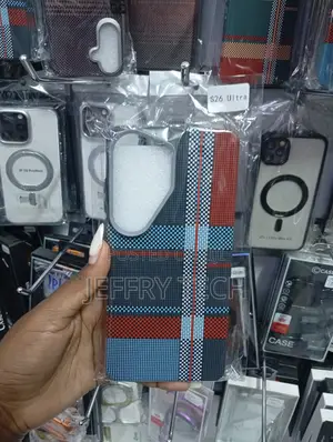 Samsung Galaxy S23 Ultra Featuring a Red and Blue Plaid Pattern