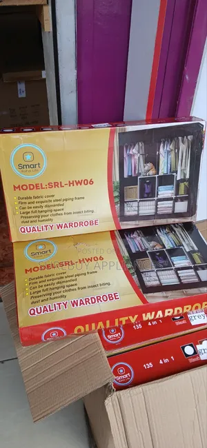 Portable 4 Door Metallic Wardrobe
