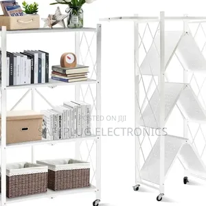 5 Tier Foldable Kitchen Rack With Wheels – Big Size Storage Organizer