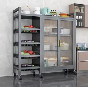 Food Pantry Cabinet for Kitchen With 3 Adjustable Shelves and 2 Doors