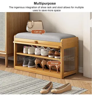 *Entry Way Wooden Bucket Flip With Stool Shoe Cabinet*