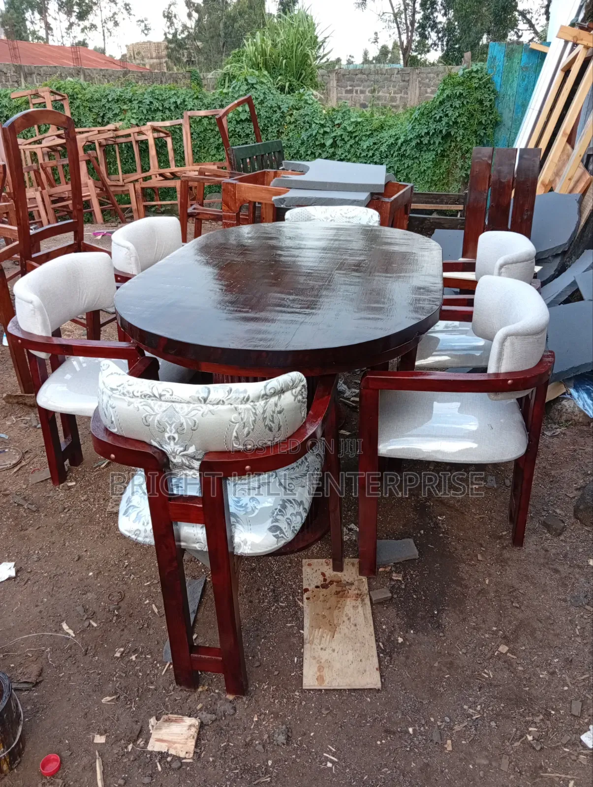 Shiny Curve Chairs 6seater Solid Set