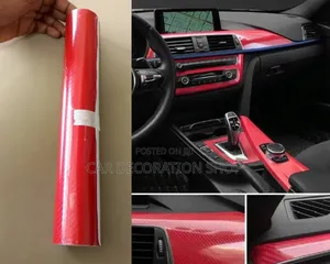 Interior Customization Gloss Red Carbon Fiber Vinyl Wrap Stickers