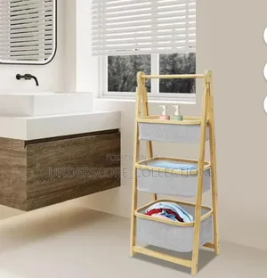 Foldable Bamboo Laundry Hamper Free-Standing Bamboo Frame Organizer