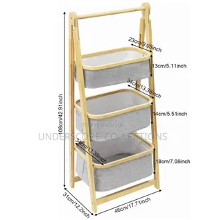 Foldable Bamboo Laundry Hamper Free-Standing Bamboo Frame Organizer