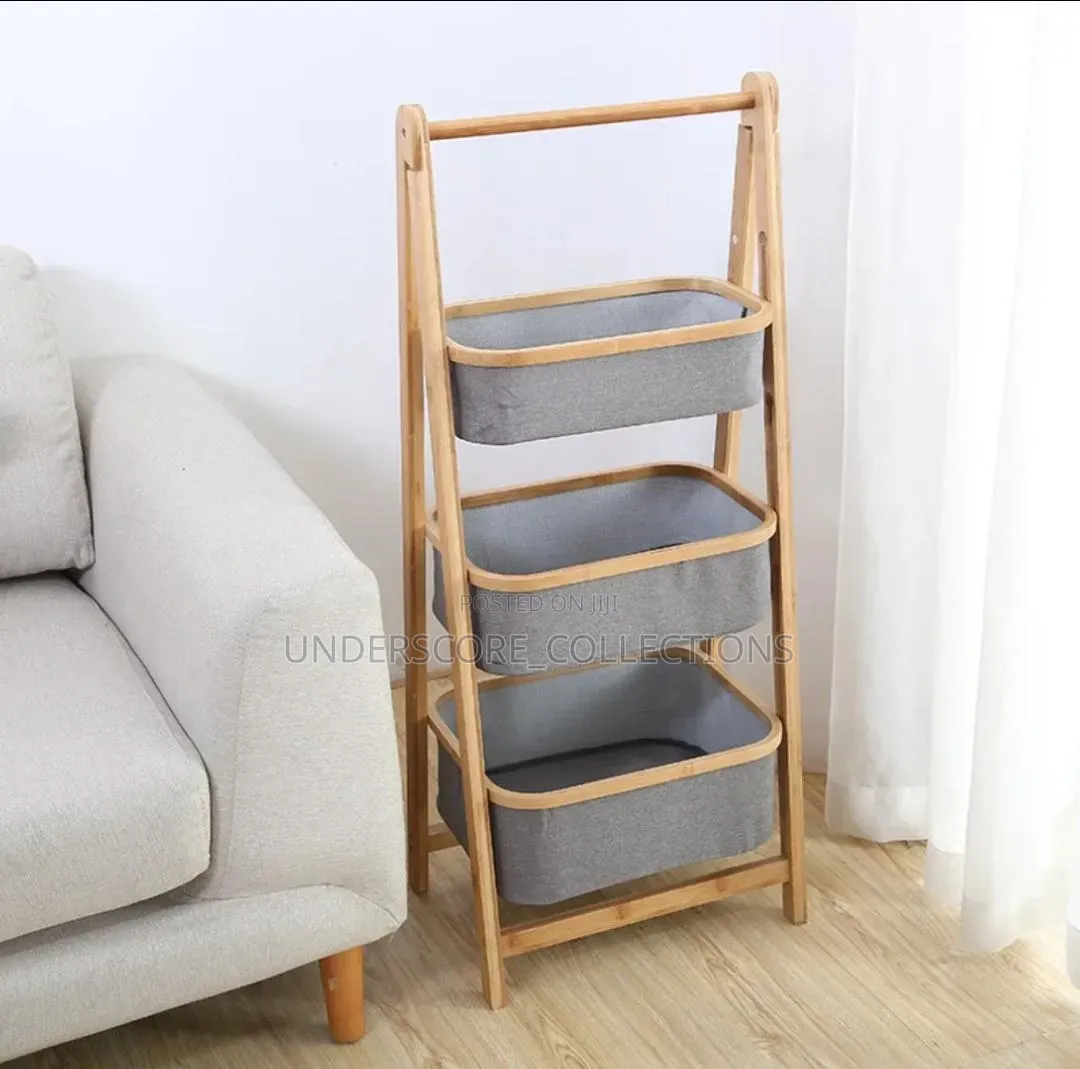 Foldable Bamboo Laundry Hamper Free-Standing Bamboo Frame Organizer
