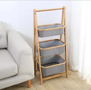 Foldable Bamboo Laundry Hamper Free-Standing Bamboo Frame Organizer