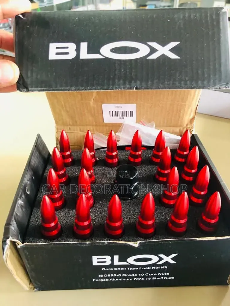 Red Blox Core Shell Wheel Security Style Bullets Lock Nuts 20pcs