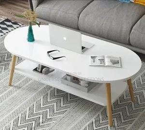 Modern Oval 2 Tier Coffee Table With Storage Small Space