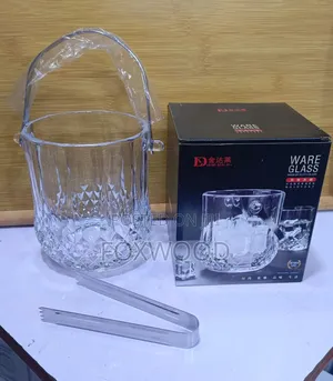 Glass Ice Bucket With Tongs.