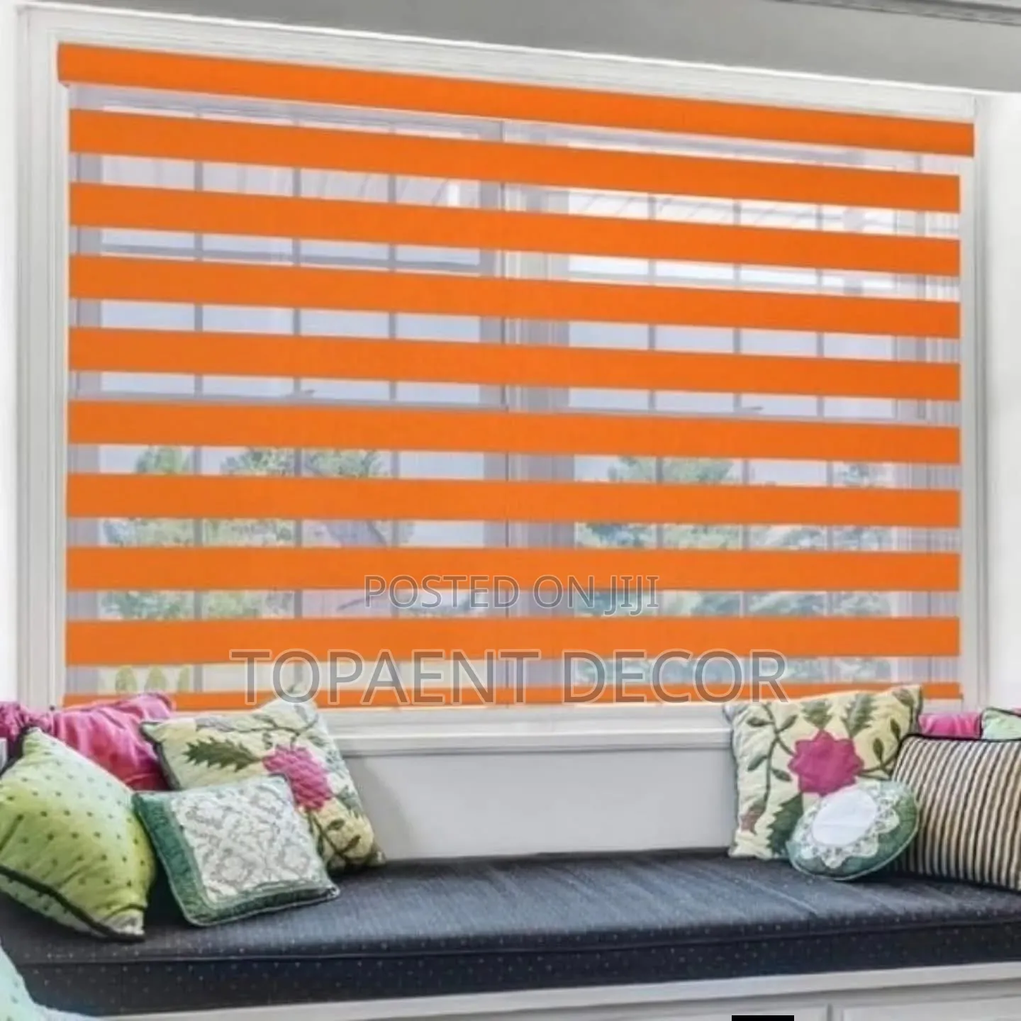 Orange,Easy to Push and Pull Horizontal Office Window Blinds