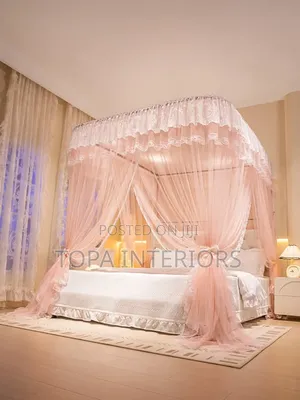 Protective Mesh Bed Curtains 2 Stands Rail Mosquito Nets