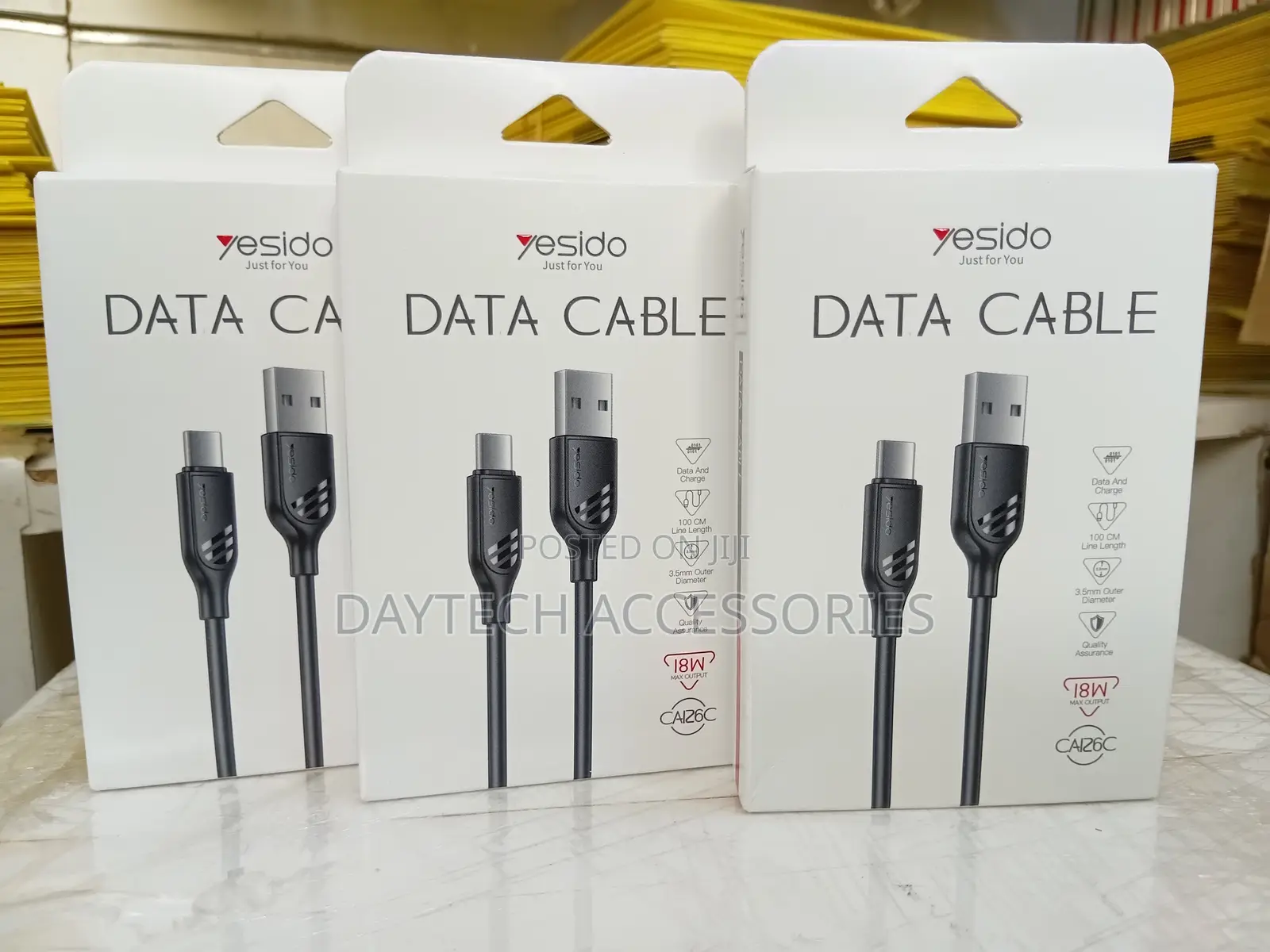 Yesido Ca126c Usb-a to Type-C 18w Fast Charging and Data Cable.