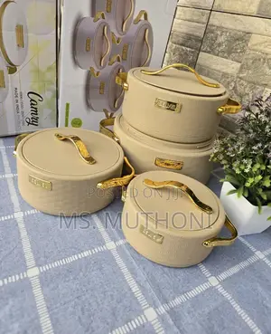 *Set of 4 Quited Gold-Colored Handles Hot-Pots*