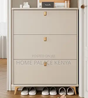 Shoe Rack: Solid Wood Flip Bucket Shoe Storage Cabinet