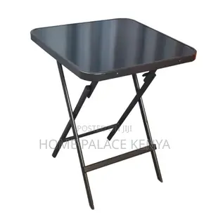 Outdoor Table: Square Black Mirror Glass Foldable Table