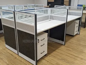 4 Way Workstation - Organized Office Desk With Storage Drawers