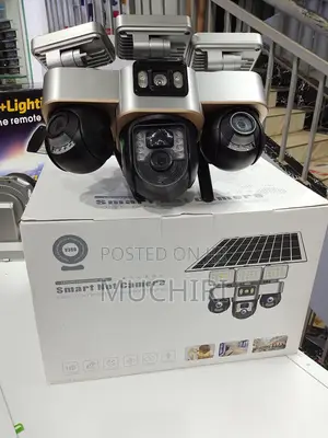 Multi-User Access 4g Triple Lens Solar Camera With Solar Flood Lights