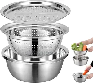 3-Piece Stainless Steel Bowl With Grater Set