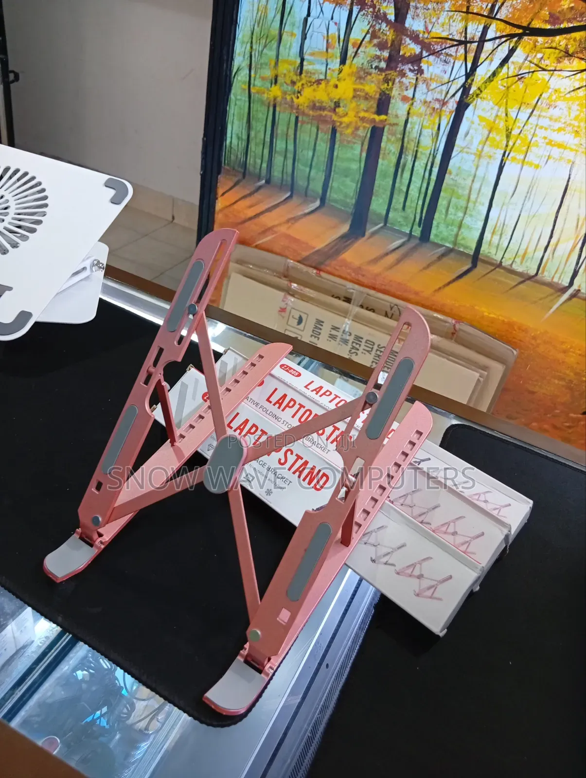 Metallic Foldable Pink Laptop Stand