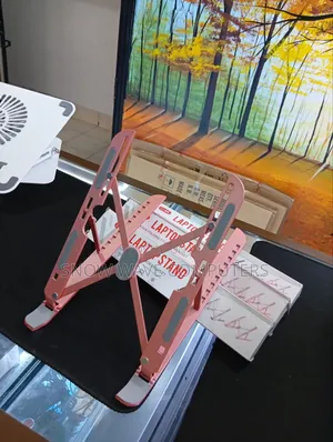Metallic Foldable Pink Laptop Stand