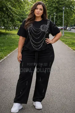 Women's Plus Size Jewelled Loose Blouse Set With Rhinestone