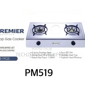 Premier Stainless Steel Table Top 2 Burner Gas Cooker 