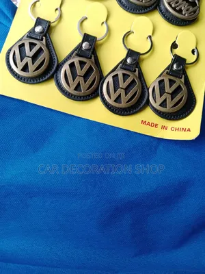 Volkswagen Brand Keychain With Antique Brass Style Logo Medallion