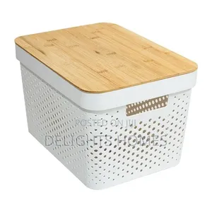 17l Modern Storage Basket With Bamboo Lid