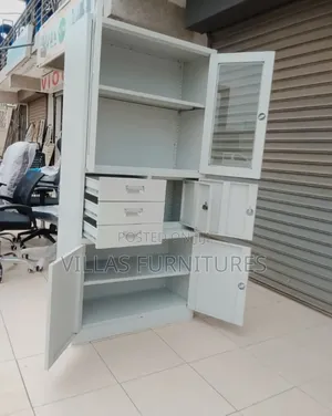 Office Half Glass Cabinet With Safe Box and Lock (Strong Secured)