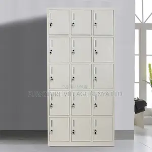 15-Door's Metallic White Gym Locker Cabinet