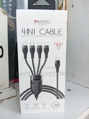 Yesido Ca110 1.2m 4a Pd to 2type-C+2ip Charging Cable - Black