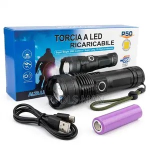 P50 Rechargeable Tactical Flashlight - 2000lm Zoomable Led Torch