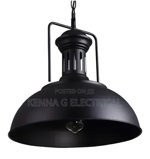 Industrial-Style Black Dome Pendant Light